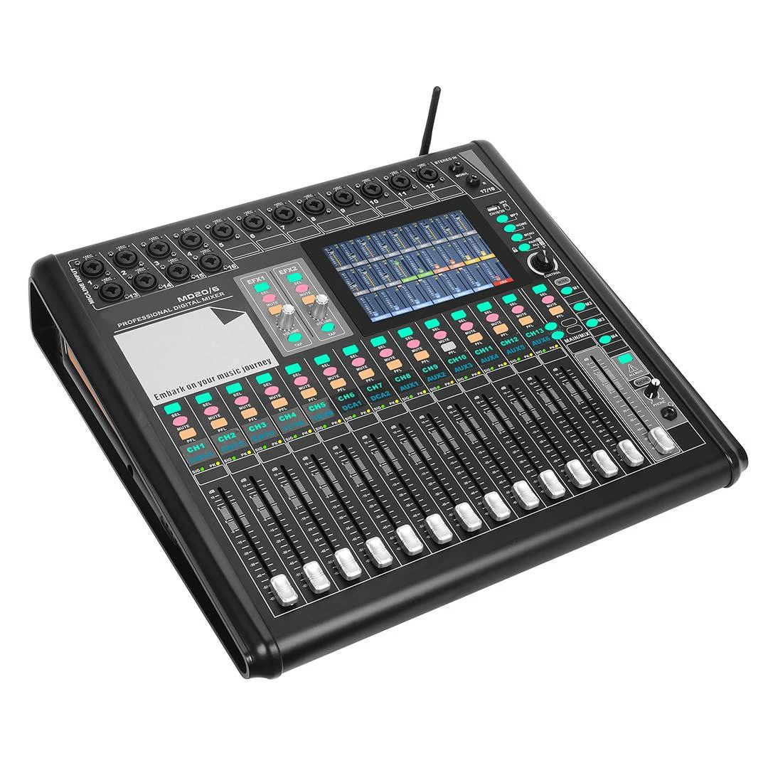 Professional 20-Channel Digital Mixer Console with Motorized Faders 7-Inch Touchscreen 16 DSP Remote Control System