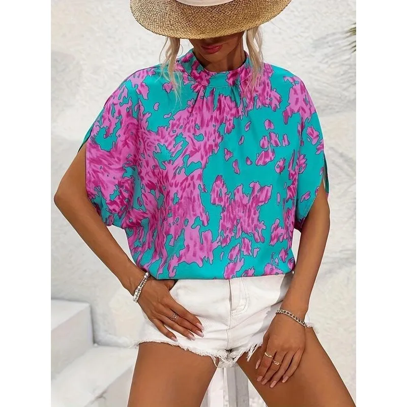 

Printed Women's Shirt Floral Design Casual Fashion Top for Spring Season Princess Sleeve Non-Shrinkage Other Material 100%