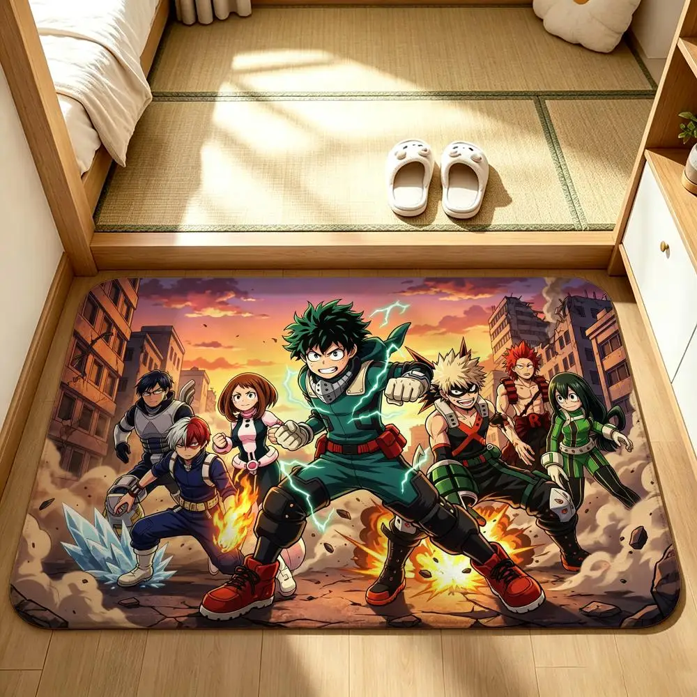 Anime-My Hero AcademiaS Floor Mat Bedroom Carpet, Bathroom Foot Mat, Doormat, Non-Slip Absorbent Multi-Use