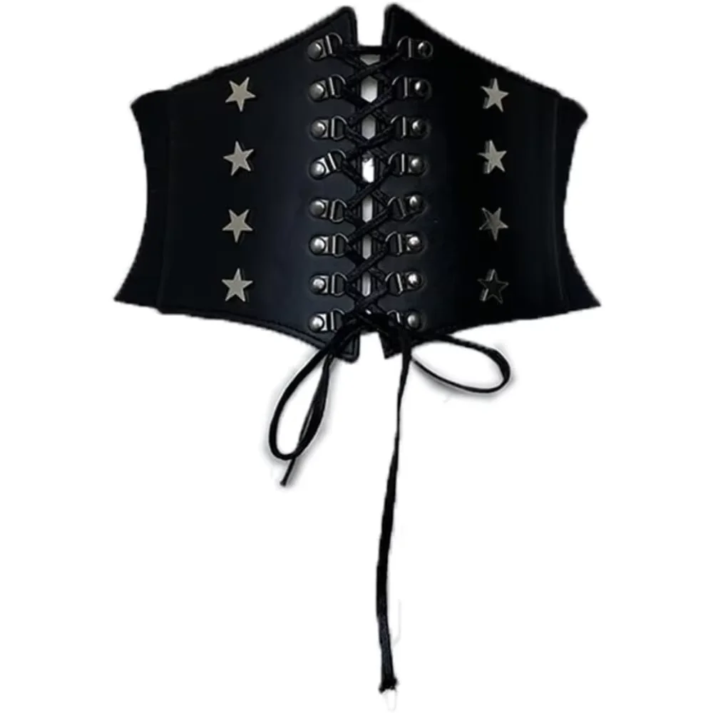 Goth Waist Corset Belt for Women Gothic Punk Alt Emo Fashion Ultra Wide Belt for Women Halloween Accessory