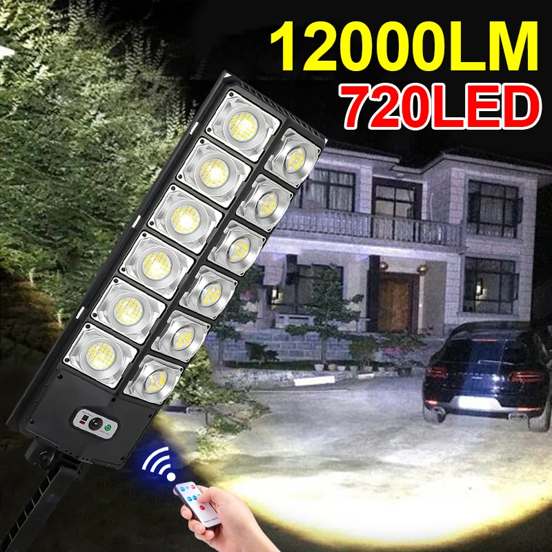 

Solar Street Lights Outdoor Waterproof 8000LM High Brightness Dusk to Dawn LED Lamp with Motion Sensor Remote Control for Garden