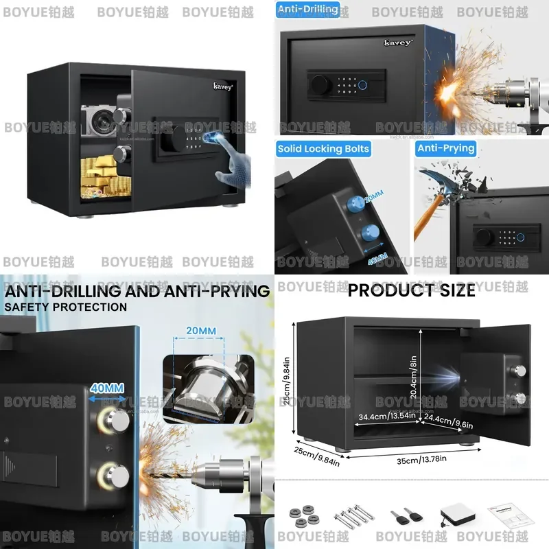 Biometric Fingerprint Safe Box Keyless Steel Security Cabinet Anti Theft Wall Mounted Home Wardrobe Storage Locker