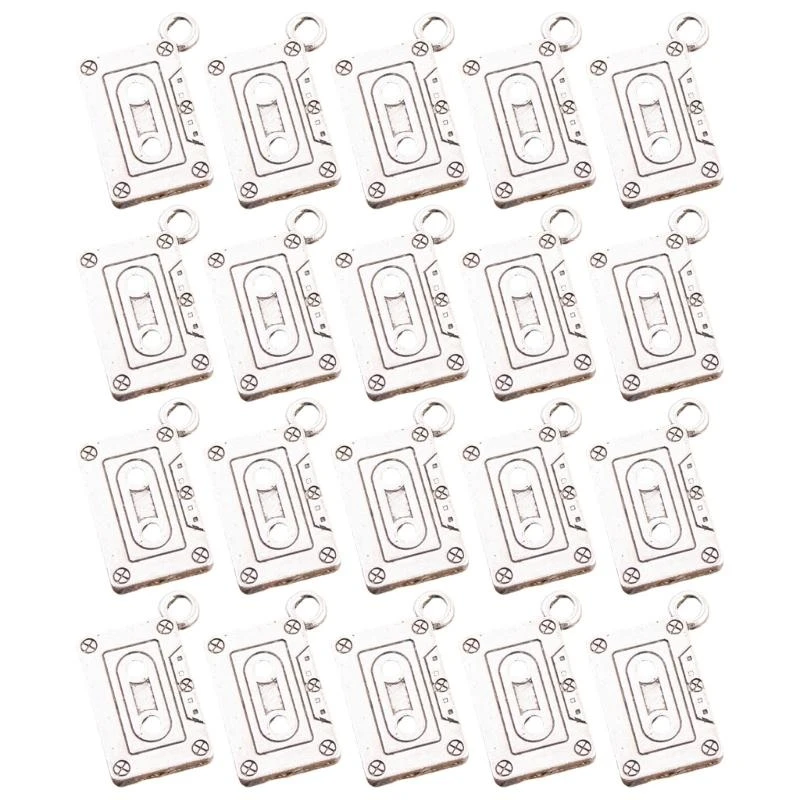 20pcs Retro Cassette Tape Musical Instrument Charm In Antique Silver For Creative DIY Jewelry And Tibetan Crafting view 3