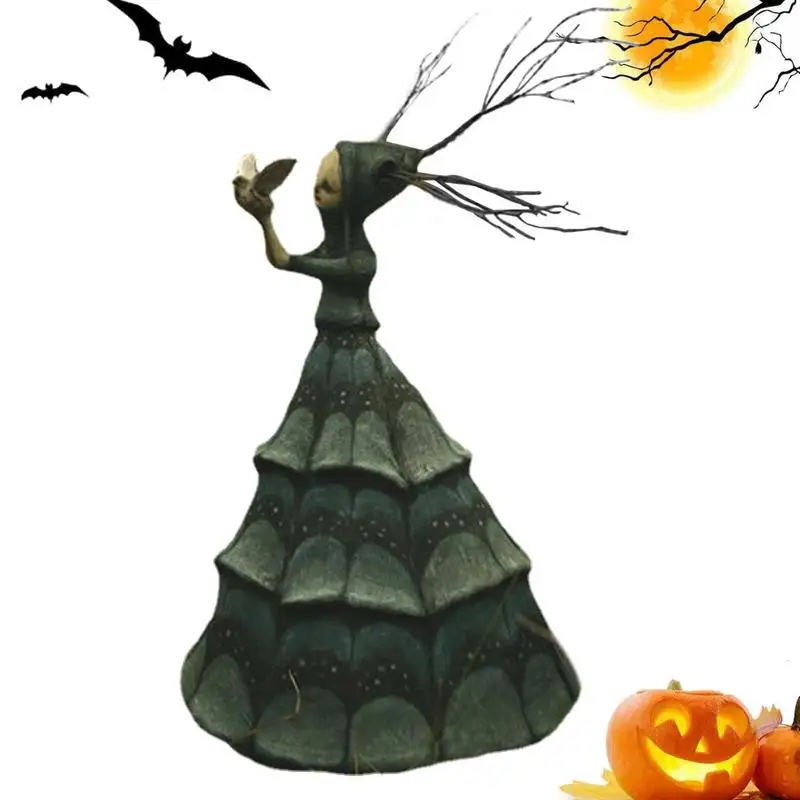 Witch Figurine Halloween Decor Scary Witch Figurines Nightmare Witch Resin Horror Statue Bookshelf Haunted House Or Flowerpot