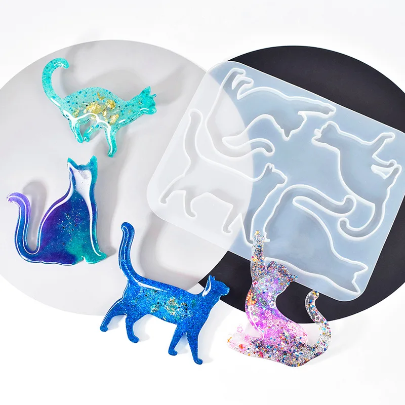 DIY Cat Clothing Bags Pendant Earrings Jewelry Crystal Epoxy Resin Mold Kitten Brooch Silicone Mold