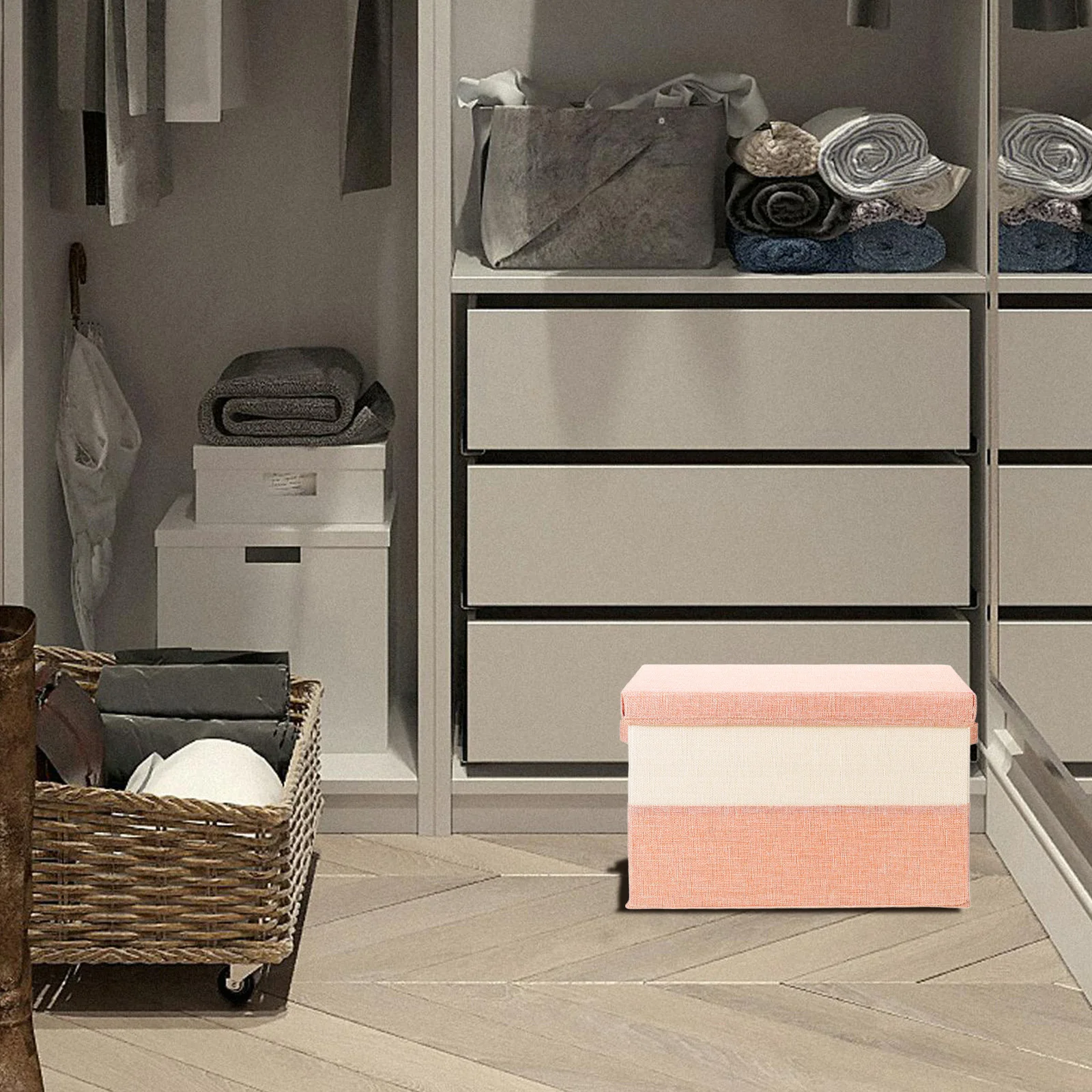 

Cloth Storage Bins Foldable Home Clothes Organizer 37x27x26cm Lidded Basket Multipurpose Sundries Container Fabric Box