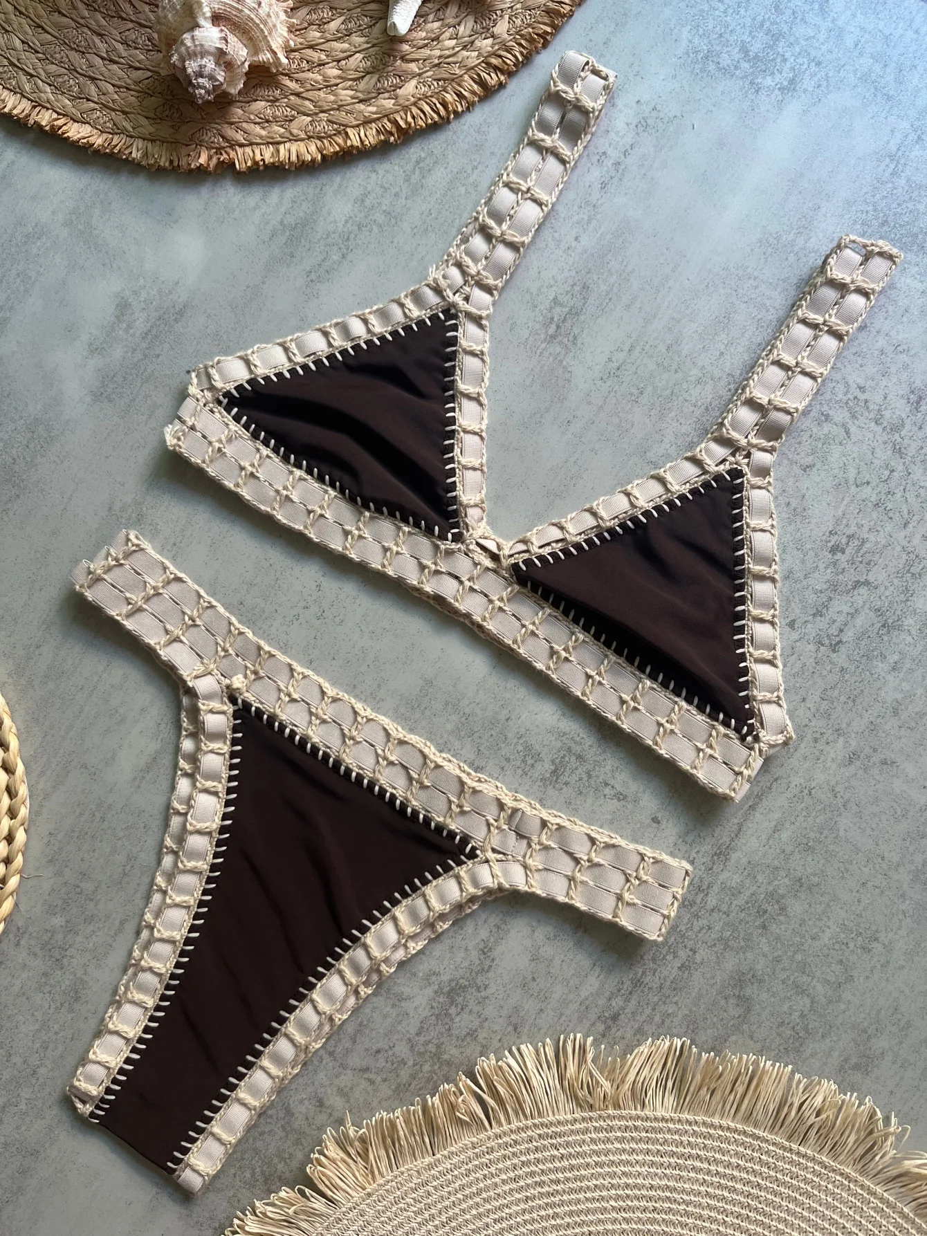 Black Crochet Bikini 2026 Sexy Women Swimsuit Female Swimwear Micro Bikini Set Bandeau Swimming Suit Beachwear Brazilian Biquini