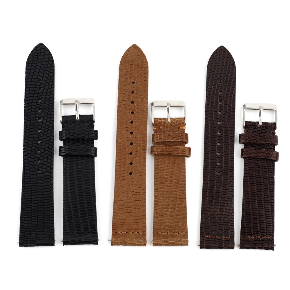 New Top Grade Lizard Pattern Genuine Leather Watch Band Strap 18mm 19mm 20mm 22mm Men Women Simple Stylish Wristwatches Band