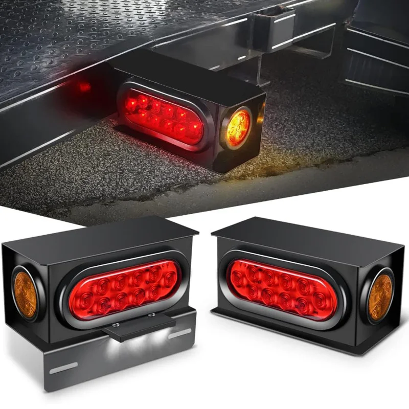 Trailer Tail Lights, LED Trailer Lights, Trailer Light Boxes, 6 Inch Oval Trailer Lights Round Amber Trailer Marker Lights