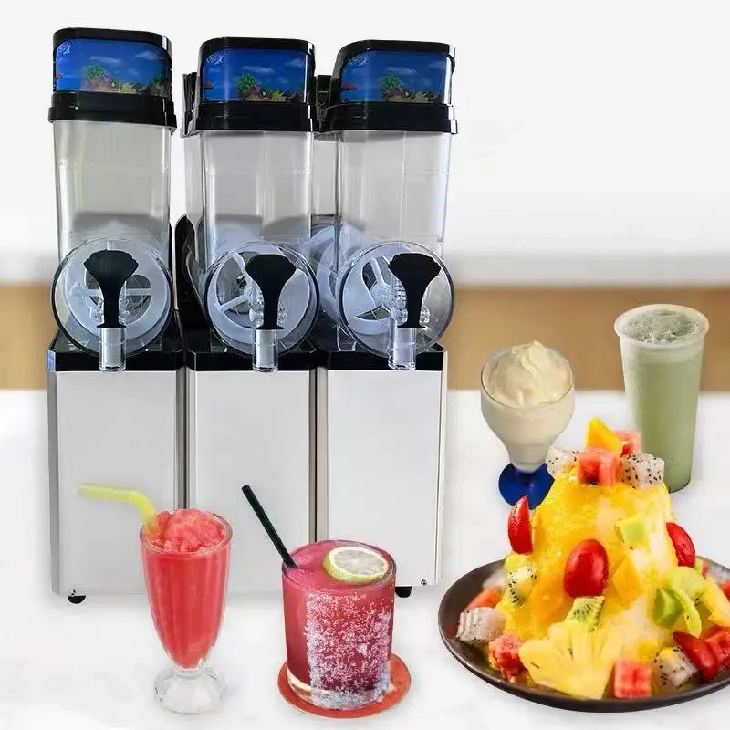 Commercial Three Cylinder Stainless Steel Slushy Making Equipment Desktop Cold Drink Slush Machine Automatic Smoothie Maker