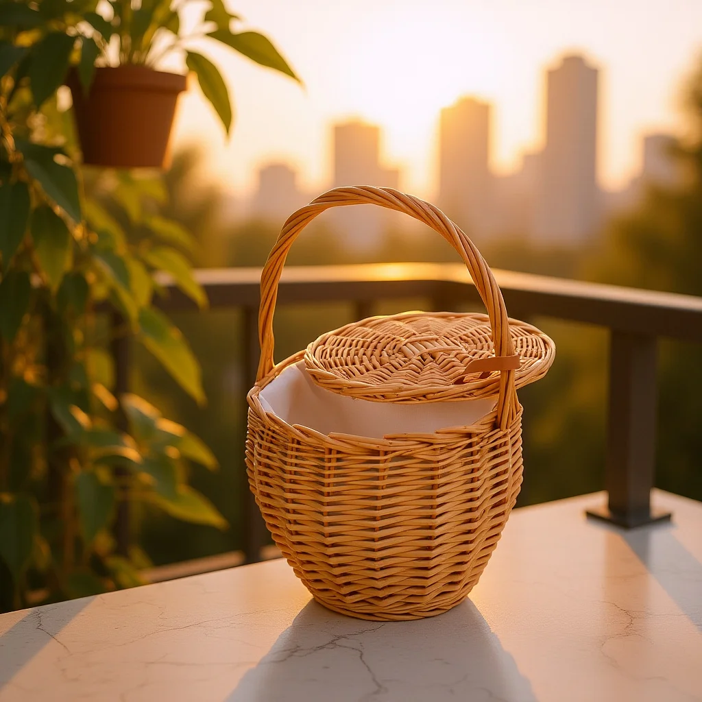 

Wicker Flower Basket Handwoven Picnic Shallow Color Durable Portable Fruit Storage Household Decorative Basket Weaving