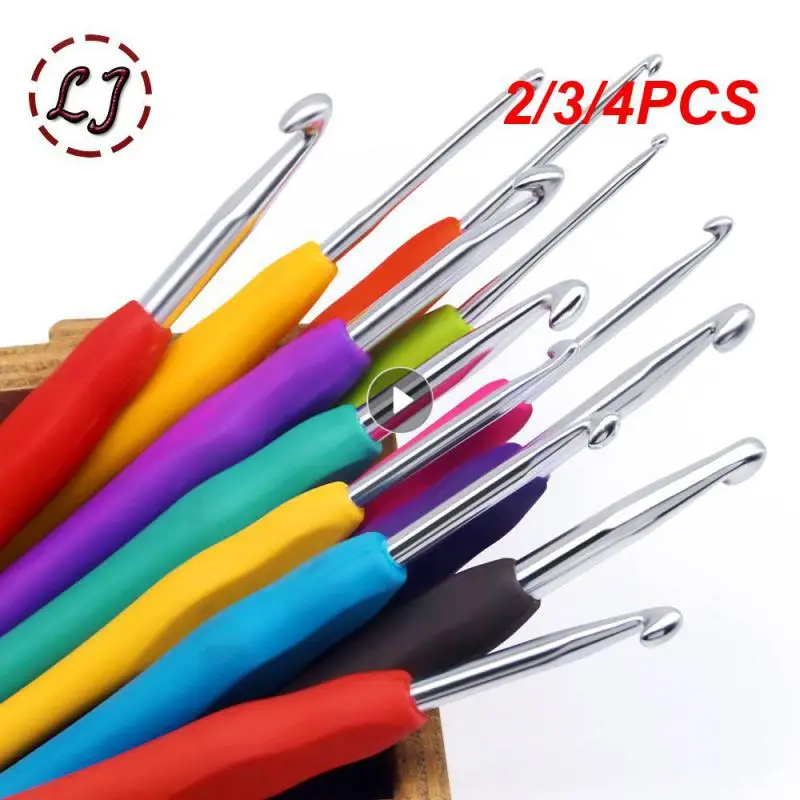 2/3/4PCS Crochet Hook Non-slip Double-headed Color Crochet Knitting Tool Silicone Soft Handle Knitting Crochet 