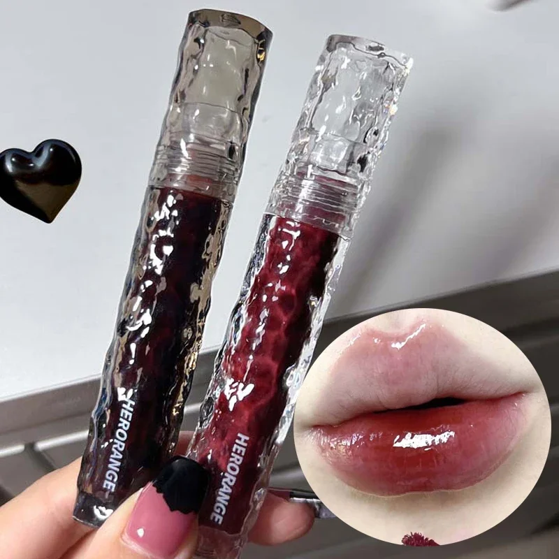 Brillo de labios marrón desnudo claro con agua, duradero, resistente al agua, espejo de cristal, lápiz labial rojo de té, no es fácil de decolorar, esmalte de labios, maquillaje cosmético