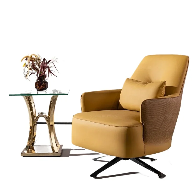 

Balcony Italian designer saddle leather lazy lounge chair