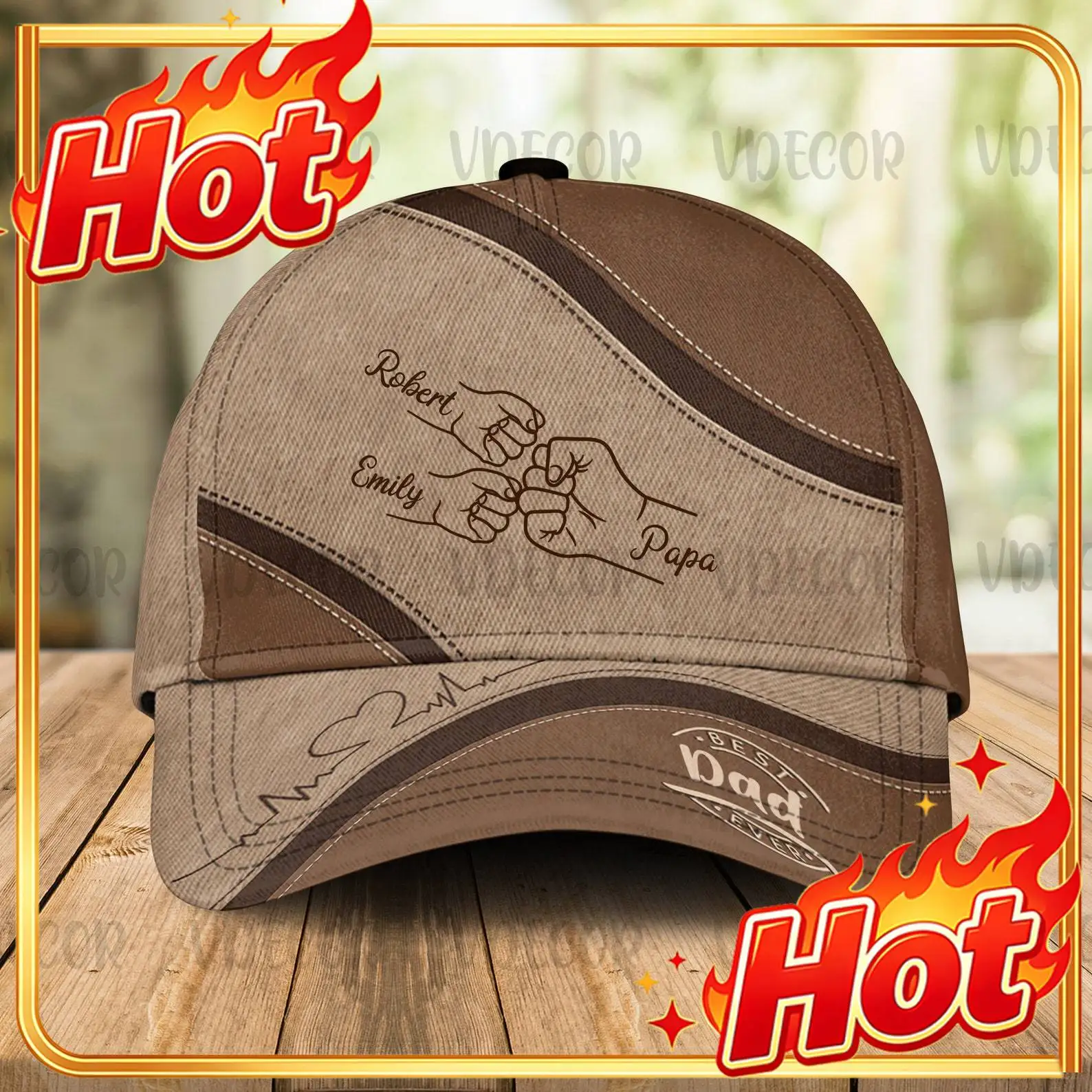 Custom Father’s Day Sale, Personalized Fist Bump Cap - Custom Dad Hat, Dad Grandpa Kids Holding Hands Cap, Grandpa Gift, Father'