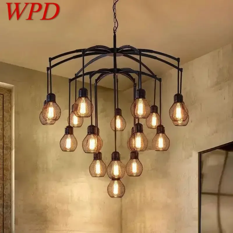 WPD American Retro Pendent Lamp Industrial Wind Living Room Restaurant Loft Clothing Store Cafe Bar Box Homestay Chandelier