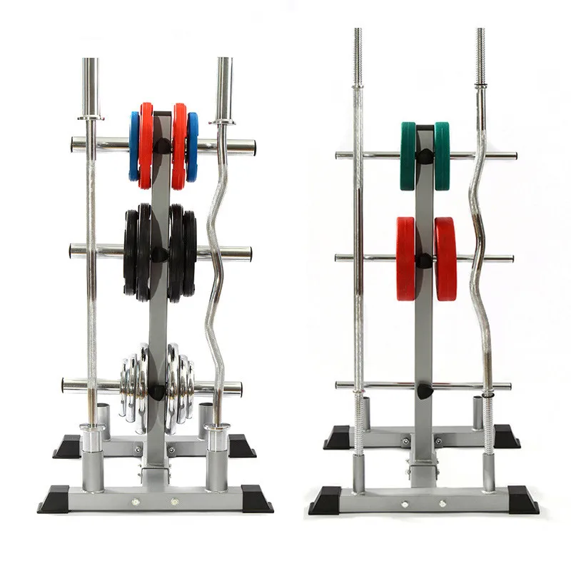 Gym Equipment Weight Lifting Plate Rack Weight Plate Rack Tree and Barbell Bar Holder Organizer Stand