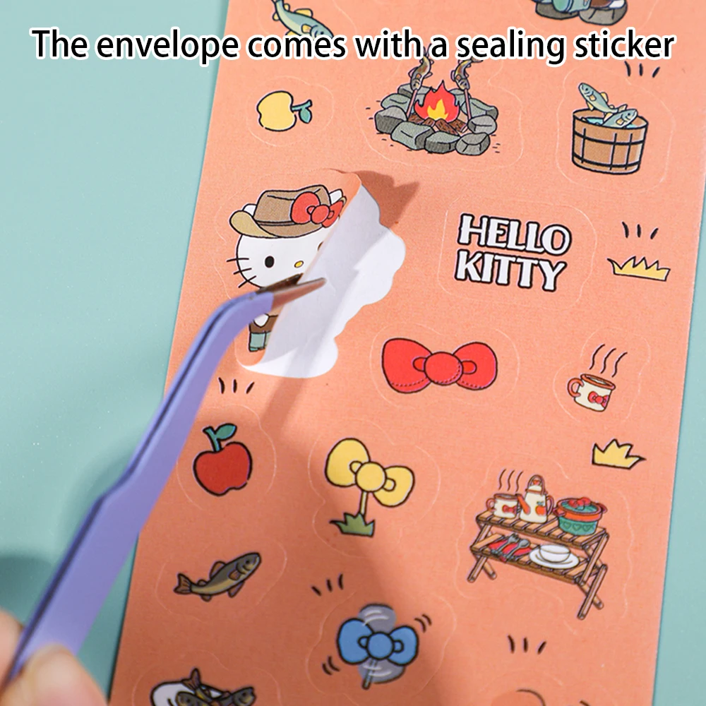 Imagem -03 - Envelope Mensagem Adesivo Grupo Sanrio Sticky Notes Kuromi Mymelody Cinnamoroll Hellokitty Fofo Timbrado Kawaii Cartão