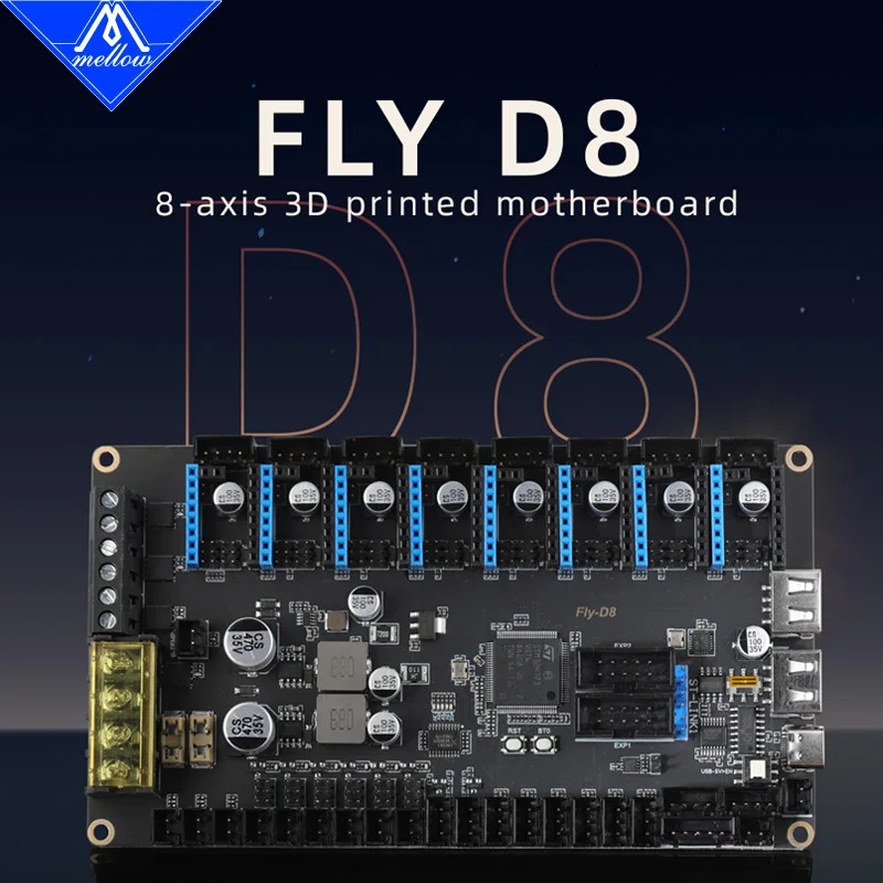 

Mellow 8 axes DIY 3D Printer Accessories FLY D8 Board For Klipper Voron 2.4 Trident Hevort Vzbot Motherboard Relpace Octopus