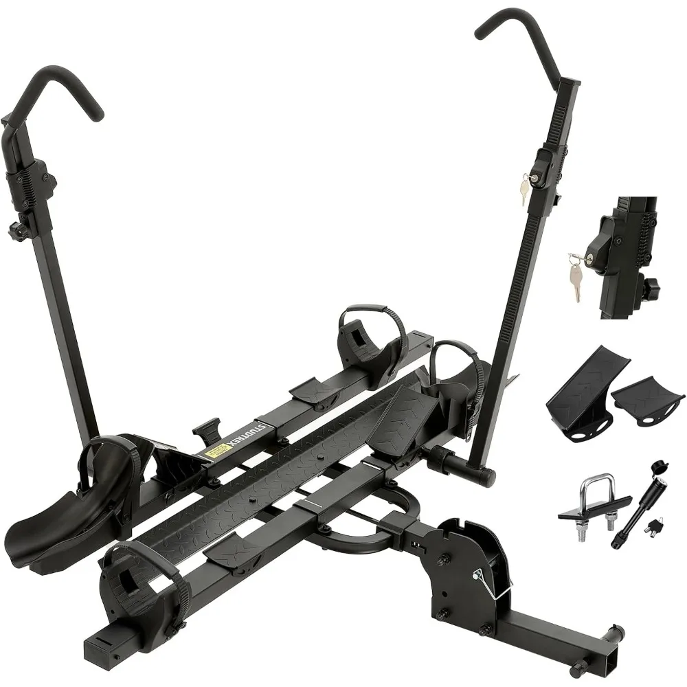 

TrailV2 Plus Hitch 2 Ebike Rack with Ramp,Tilt,Fold, Anti-Theft Hitch & Wheel Locks, Heavy Duty 170 lbs Capacity,Fits 2 Receiver