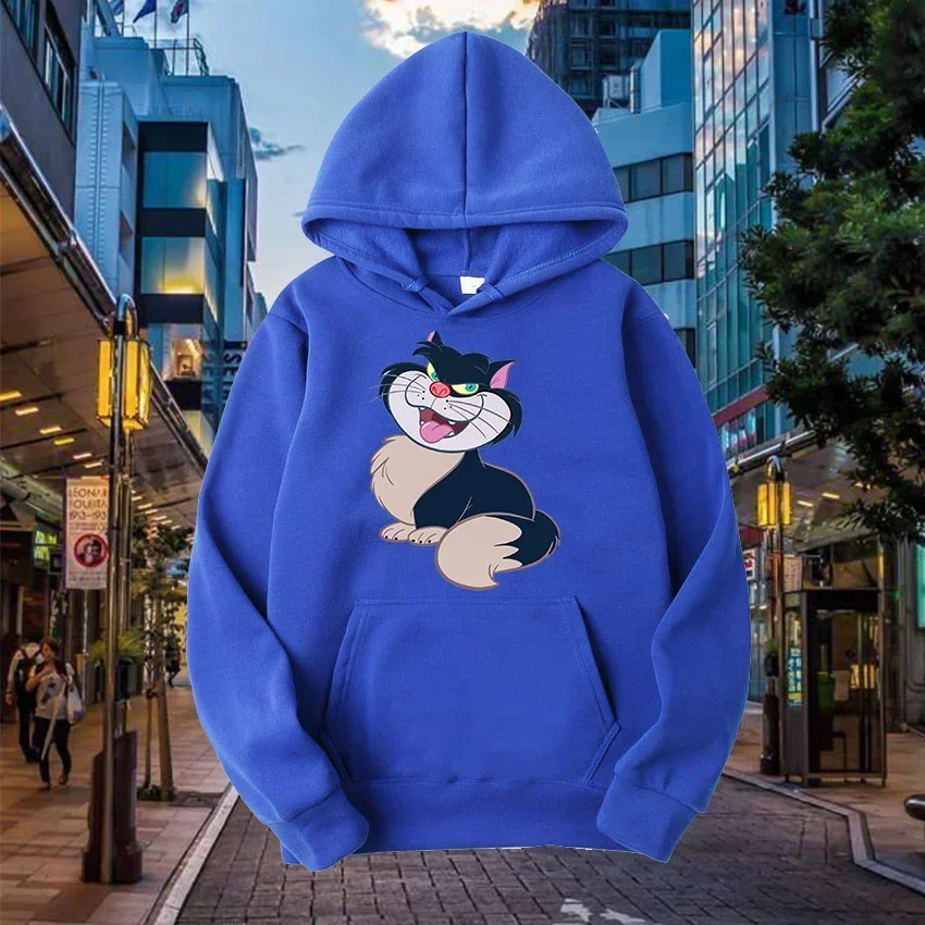 Daily Men Hoodies Disney Cinderella Lucifer Cat Cartoon Creative Fashion Graphics Comfortable Autumn Winter Male Sweatshirts