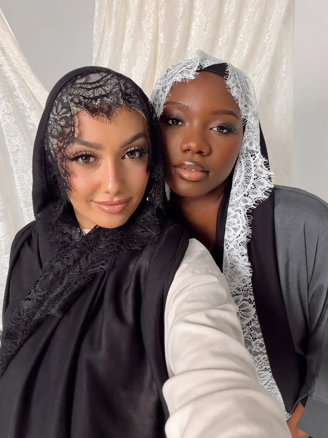 

Premium Soft Lace Hijab lslamic Plain Scarf Muslim Chiffon Scarf Shawl Turban Headwraps Headband Foulard Wedding Style