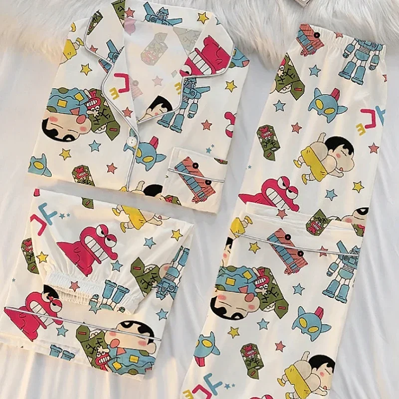 Sommer Cartoon Pyjam Buntstift Junge Schienbein C-Chan Frühling und Herbst nach Hause Kleidung bequeme trend ige Mode Student Pyjama Set Geschenk