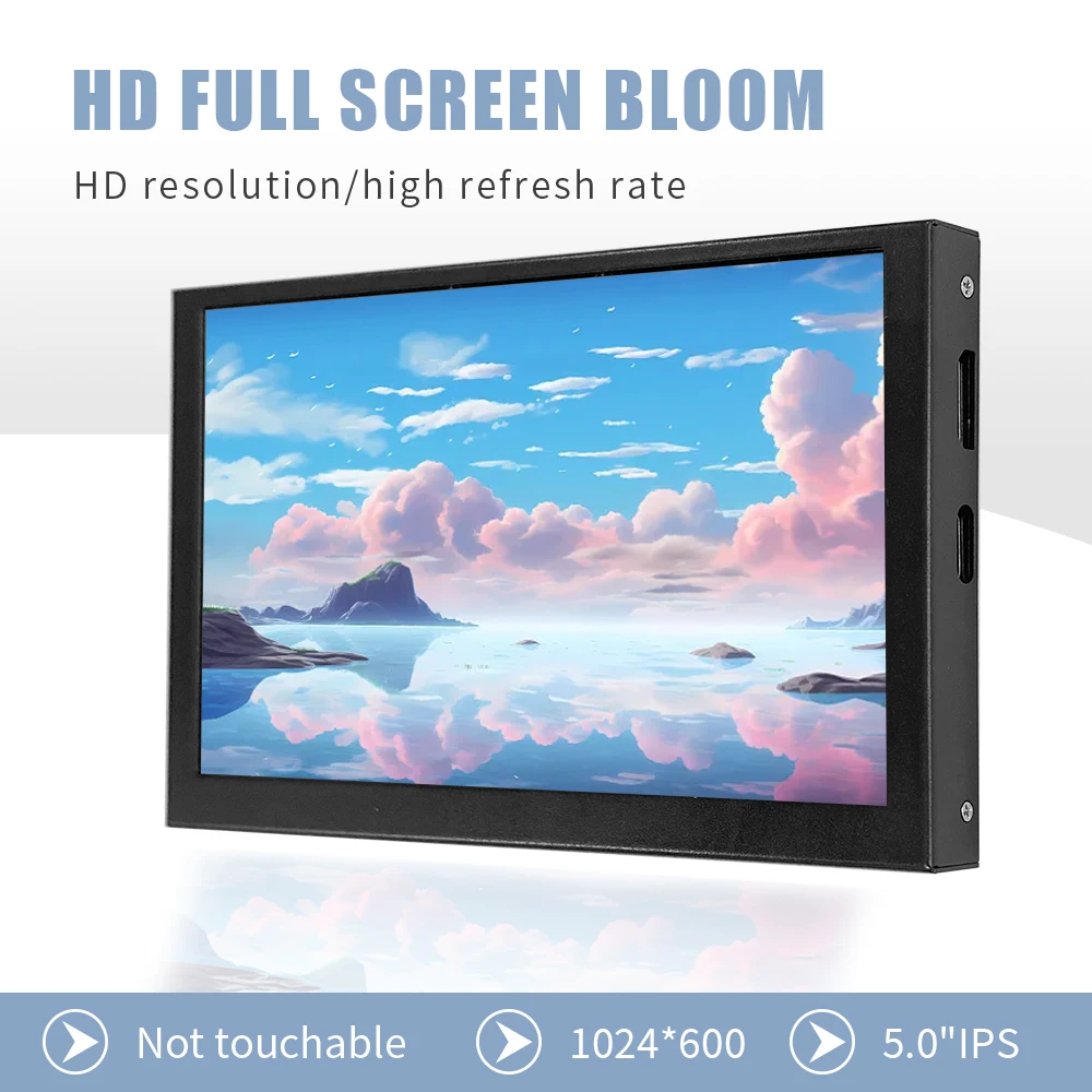 5-inch IPS LCD 100% sRGB display panel HD(H)1024 x 600 hdmi monitor suitable for Raspberry Pi5/Pi4/Pi3 Mini Monitor