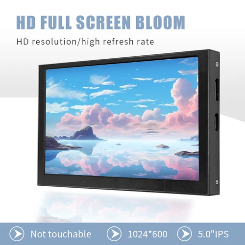 IPS LCD 100% sRGB 디스플레이 패널, HD(H)1024x600 HDMI 모니터, 라즈베리 파이 5, 파이 4, 파이 3 미니 모니터에 적합, 5 인치 