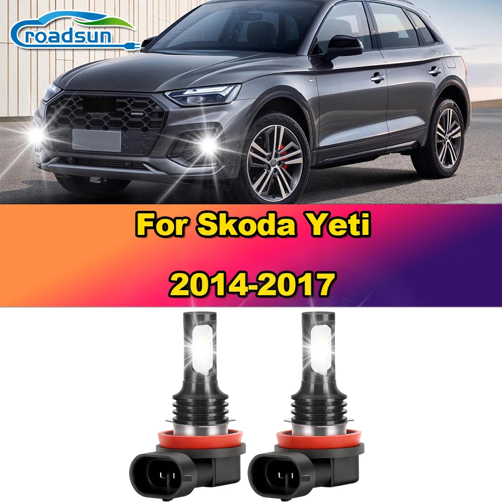 2Pcs 12000LM H11 LED Car Fog Lamps 12V Plug And Play Fog Lights 6000K White Super Bright For Skoda Yeti 2014 2015 2016 2017