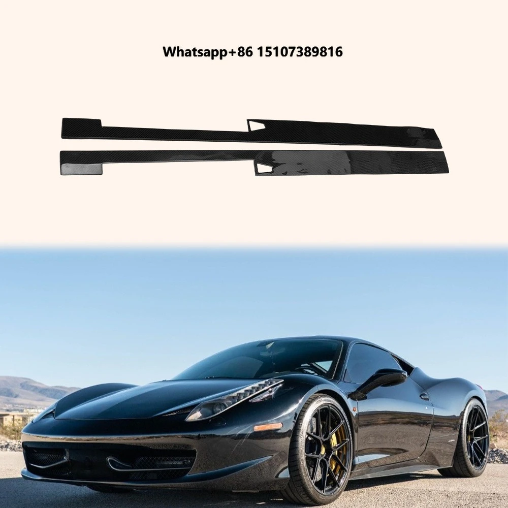 For 458 Italia 09-15 Carbon Fiber KZ Style Side Skirts Extensions Pair
