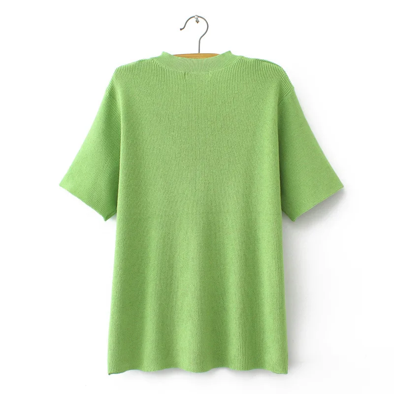 4XL Plus Size T-Shirt Women 2023 Spring Summer Ice Silk Knit Tees Short Sleeve V-Neck Solid Color Tops Oversized Curve Clothes