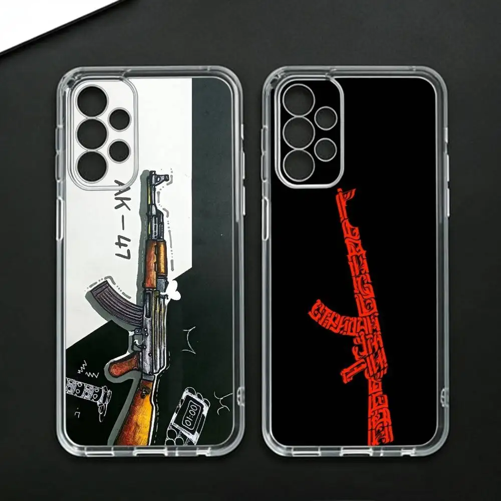 AK47 Handgun Gun BUllets  Phone Case For Samsung Galaxy A71,A70,A52,A51,A40,A30 Transparent Cover