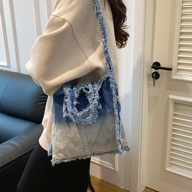 LEFTSIDE Small Denim Shoulder Bag Lady Handbags And Purses Women 2024 Y2K New Korean Fashion Female Tote Bag Crossbody Bags