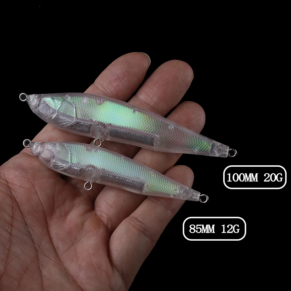 Chan’sHuang 10PCS Unpainted Blanks Bait Lipless Sinking Pencil Holographic Foil Inside Minnow DIY Handmade Fishing Lure Tackle