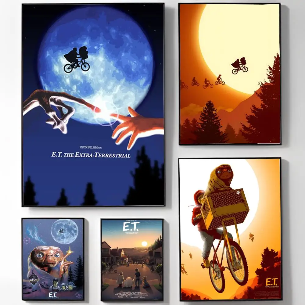 ET Alien Movie Retro Poster Poster High-definition Art Sticker Self Adhesive Waterproof Home Decoration