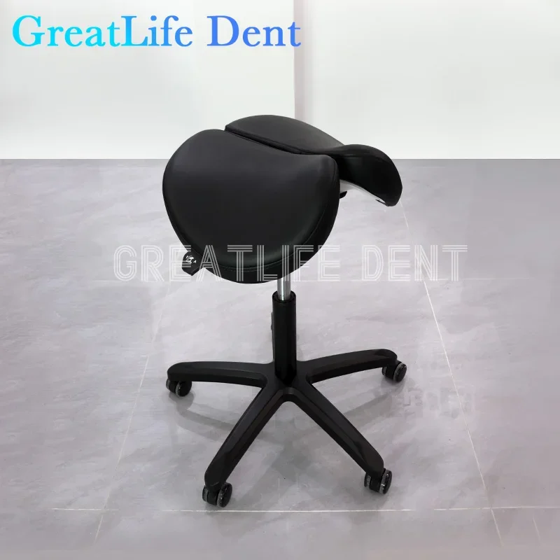 GreatLife Dent Dental Ergonomic Luxury Pu Leather Saddle lifting Swivel Adjustable Double Leg Rest Mute Wheel Back Clinic Chair