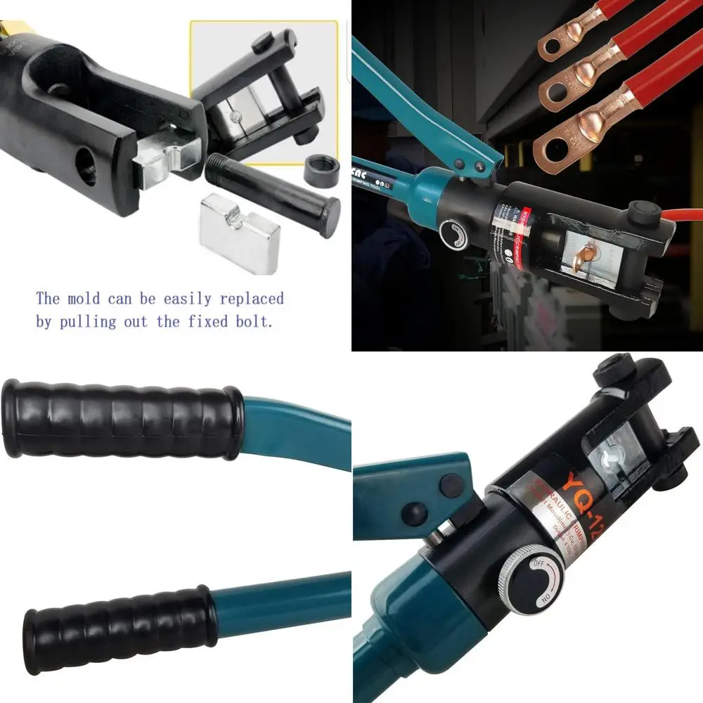 

Комплект гидравлического пресс-инструмента для опрессовки кабельных наконечников на 16 тонн, от 9 AWG до 600, 13 наборов матриц для электрических клемм