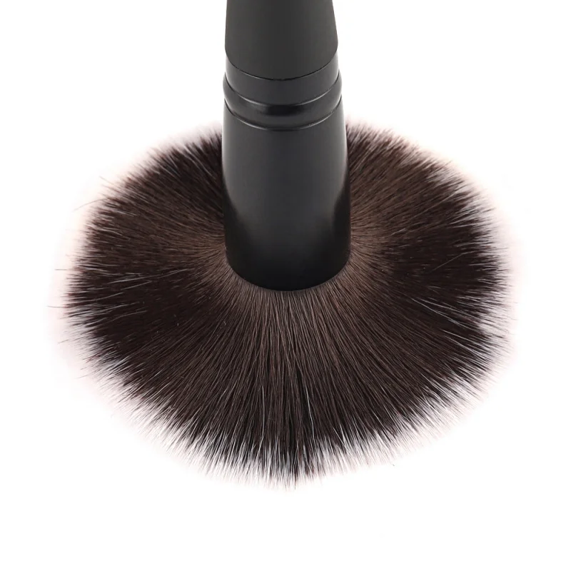 10 فرشاة مكياج سوداء تناسب مقبض بلاستيكي للتحكم في الأرضية بلون مزدوج من ألياف الصوف
