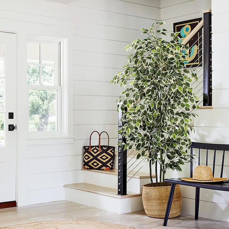 3-6Ft Large Artificia Ficus Tree Fake Plants Plastic Palm Tree Real Touch Banyan Leaves for Home Garden Shop Office Decor - Image 3