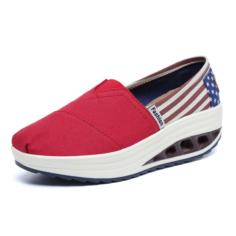 

Autumn New Rocking Shoes Women Fashion Canvas Slip on Wedge Casual Shoes Female Breathable Platform Sneakers Zapatillas Mujer