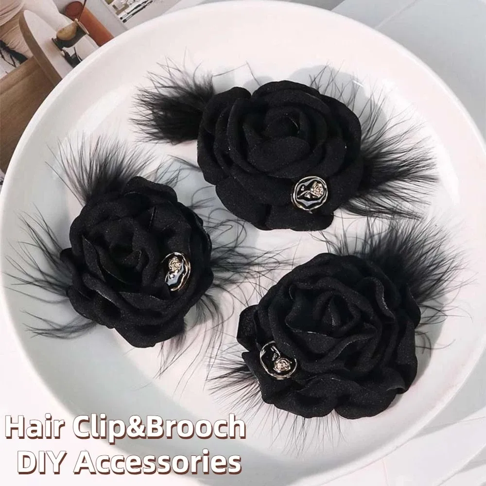 

2 шт. заколки для волос с 3D-розами, аксессуары для волос, многослойные тканевые аппликации в виде цветов, ручная работа, для DIY, тканевые нашивки, для похоронных церемоний