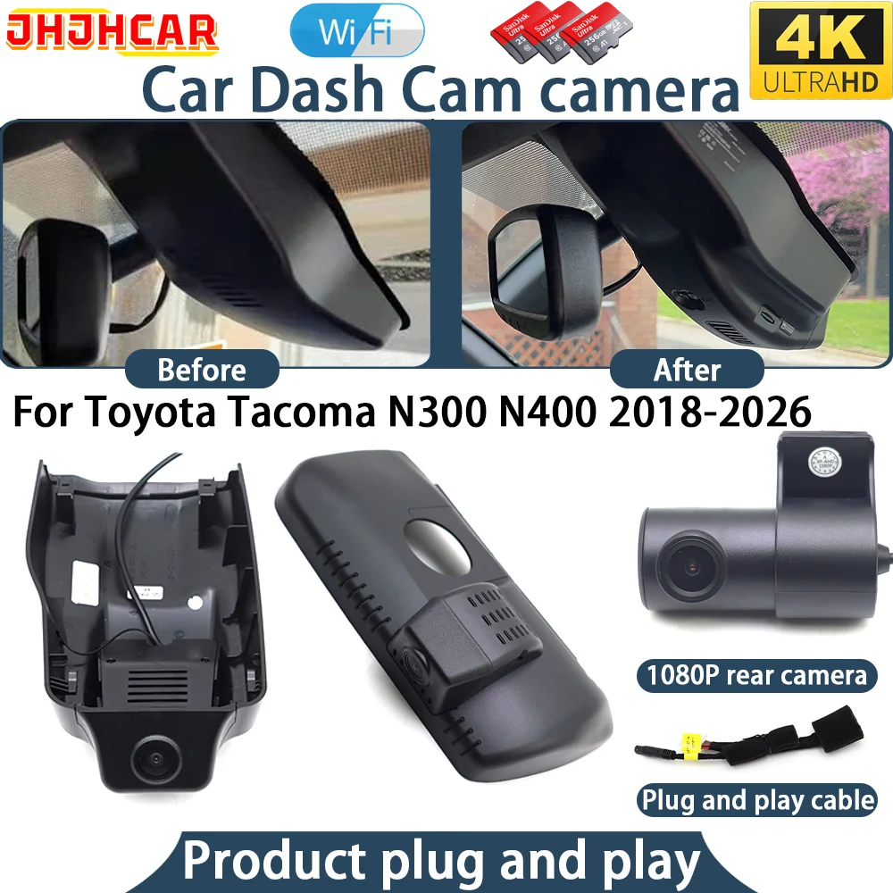 4K UHD Dash Cam For Toyota Tacoma N300 N400 2018-2026 Plug And Play WiFi DVR Car Camera Video Recorder 170° Wide Angle Night