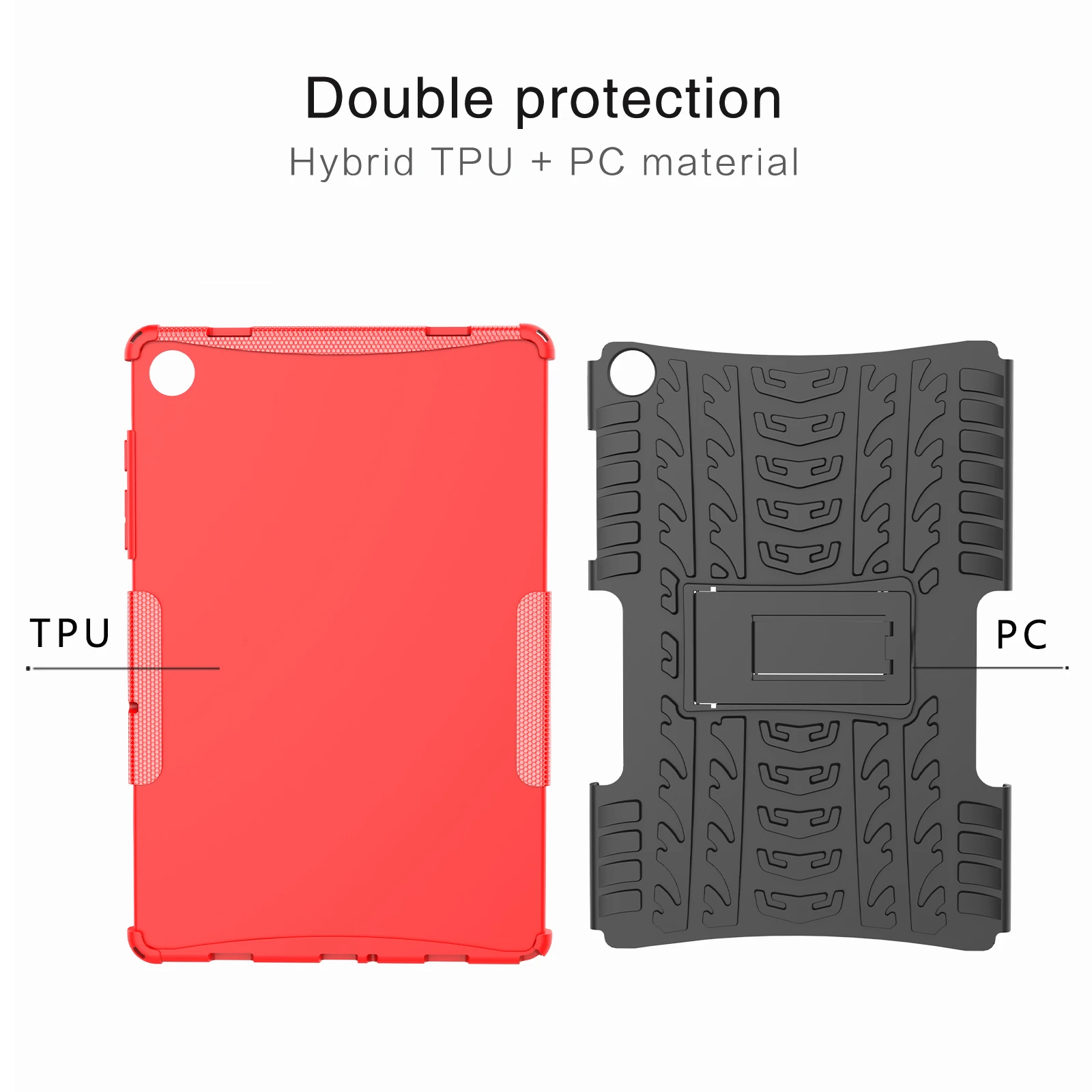 For Samsung Galaxy Tab A11+ / A9+ Tire Texture Case Shockproof TPU+PC Tablet Cover with Kickstand