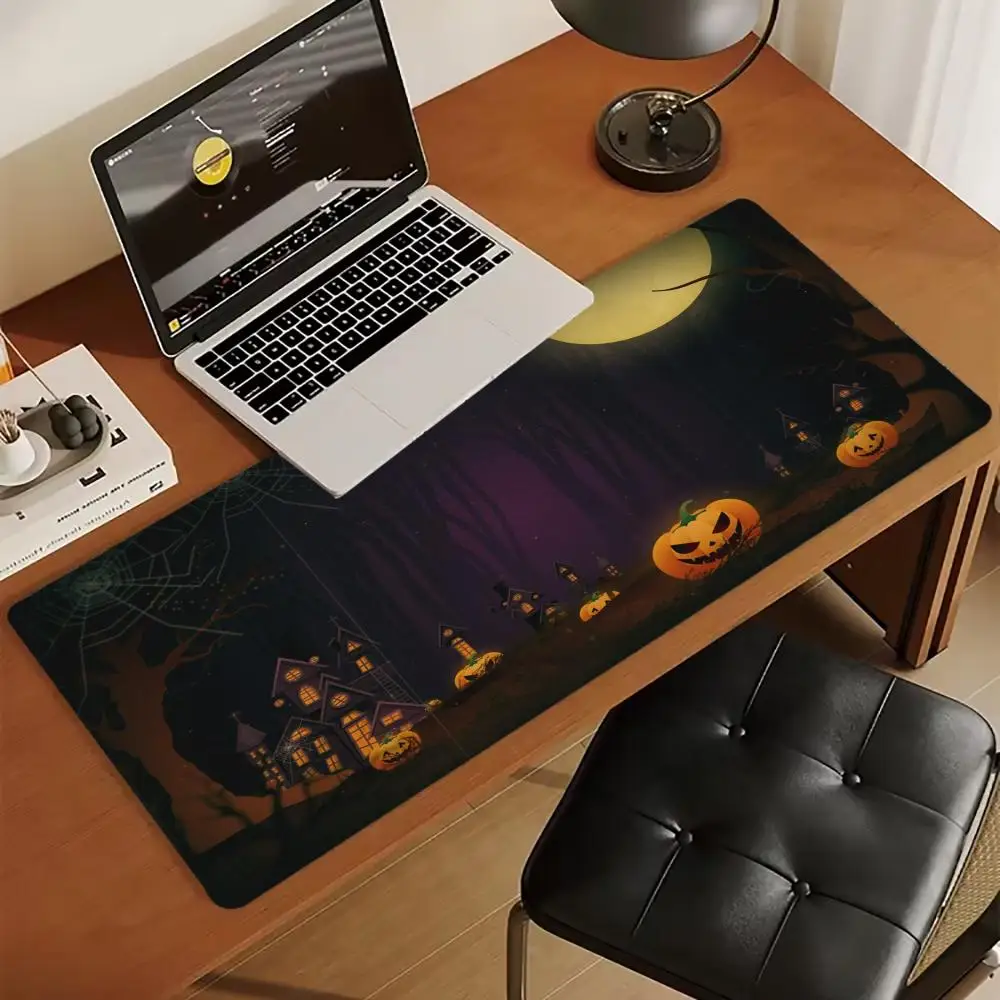 Haunted Castle Purple Halloween Night Large Mouse Pad Desk Mat Non Slip Rubber Keyboard Mousepad for PC Laptop Office Mansion