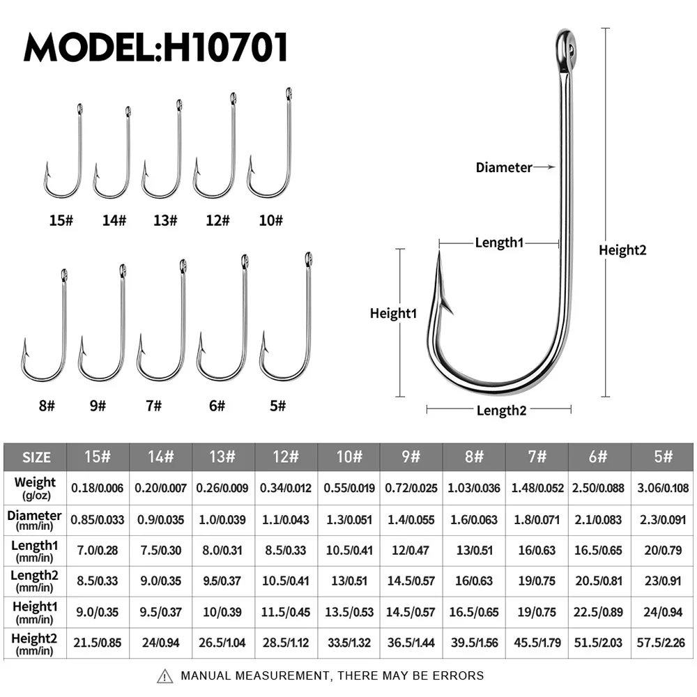 100Pcs/lot High-carbon Steel Fishing Hooks10#-20# Single Hook Ring Eye Barbed High Strength Hooks