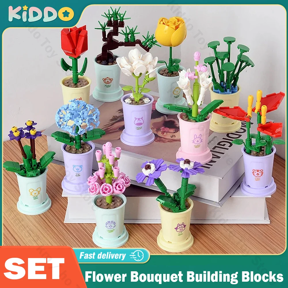 

Creative Flower Bouquet Building Blocks Mini Bouquet Micro Bricks Assembly for Children Girls DIY 3D Model Toy for Kids Gifts