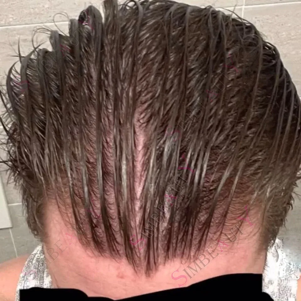 

Невидимая линия волос, легкий вес, плотность 80% 0,02 мм, ультратонкая кожа, пепельно-коричневый, светлый, человеческие волосы, мужской парик, незаметный протез