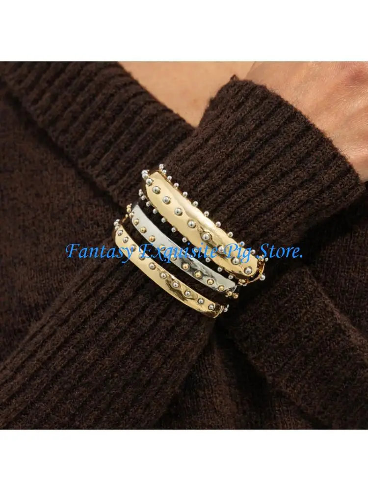 Pair of Trendy Contrast Color Alloy Bracelets Featuring Secure Clasp for Stackable Wear and Beautiful