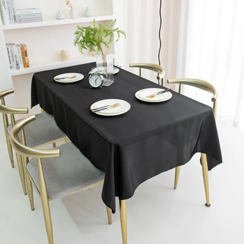 1pc Solid Color Disposable Plastic Tablecloths Rectangle-black